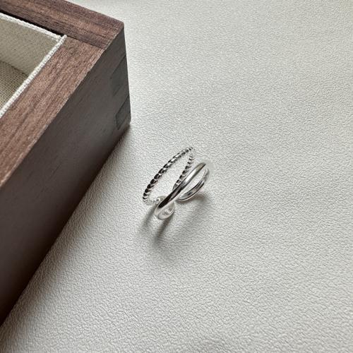 925 Sterling Silver Cuff Finger Ring, polished, Korean style & for woman & hollow, US Ring .5 