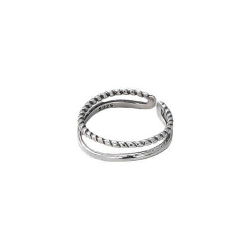 925 Sterling Silver Cuff Finger Ring, Korean style & for woman & hollow, US Ring .5 