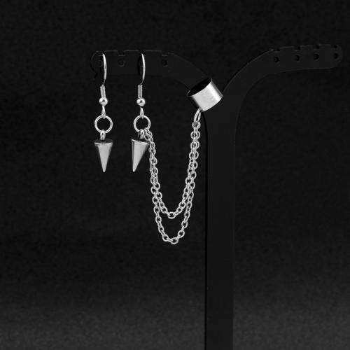 Asymmetric Earrings, 304 Stainless Steel, polished, fashion jewelry & Unisex 90mm 
