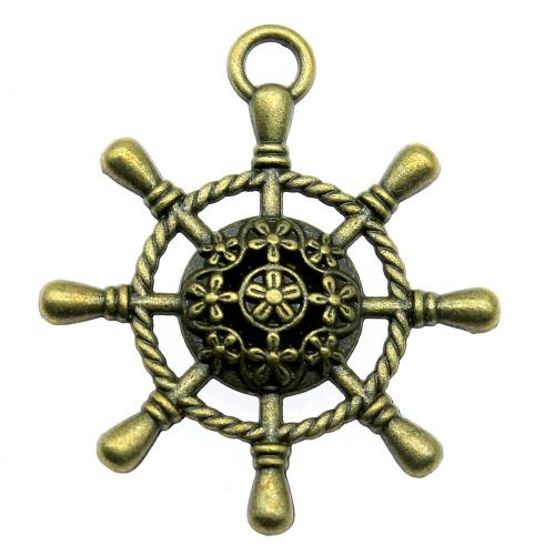 Zinc Alloy Ship Wheel & Anchor Pendant, plated, vintage & fashion jewelry & DIY 