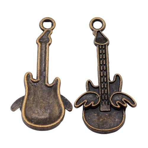 Musical Instrument Shaped Zinc Alloy Pendants, Guitar, antique bronze color plated, vintage & fashion jewelry & DIY 