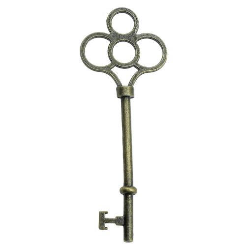 Zinc Alloy Key Pendants, antique bronze color plated, vintage & fashion jewelry & DIY, 74mm 