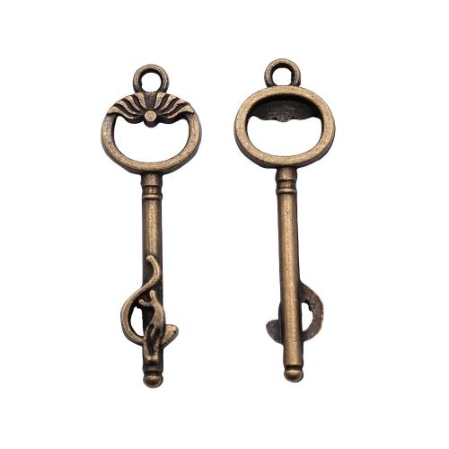 Zinc Alloy Key Pendants, antique bronze color plated, vintage & fashion jewelry & DIY, 34mm 