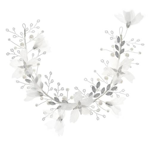 Diadema  de Bisuteria, aleación de zinc, con Perlas plásticas, Joyería & para mujer & con diamantes de imitación, plateado, Vendido por Sarta