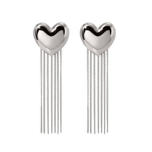 Fashion Fringe Earrings, 304 Stainless Steel, Heart, fashion jewelry & for woman, original color 