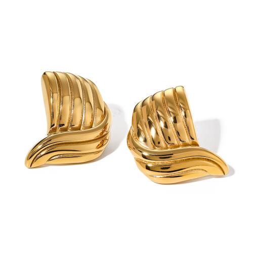 Edelstahl Stud Ohrring, 304 Edelstahl, 18K vergoldet, Modeschmuck & für Frau, goldfarben, 18.6x25.4mm, verkauft von Paar