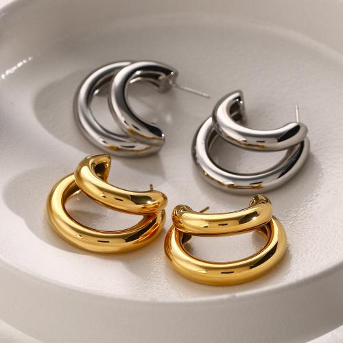 Edelstahl Stud Ohrring, 304 Edelstahl, Vakuum-Ionen-Beschichtung, Modeschmuck & für Frau, keine, 27.6x31mm, verkauft von Paar