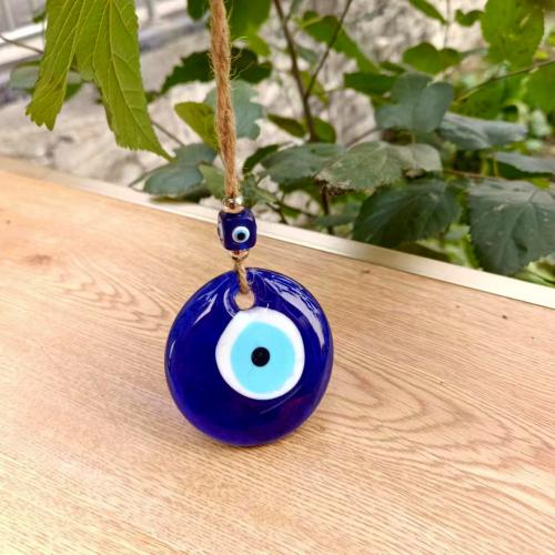 Hanging Ornaments, Linen, with Lampwork & Resin, evil eye pattern [