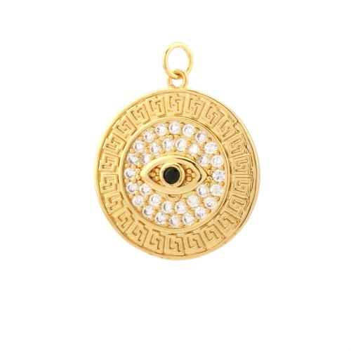 Fashion Evil Eye Pendant, Brass, gold color plated, DIY & micro pave cubic zirconia 
