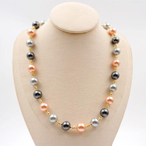 Crystal Jewelry Sets, Crystal Pearl, with Titanium Steel & Brass, plated, fashion jewelry mixed colors, The length of the necklace is 52CM and the length of the bracelet is 19CM 