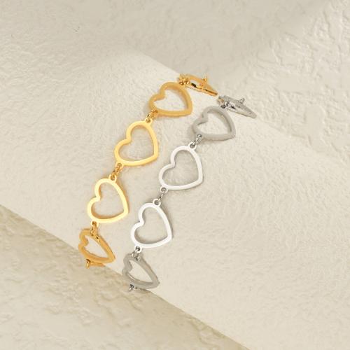 Stainless Steel Chain Bracelets, 304 Stainless Steel, with 5cm extender chain, Heart, plated, fashion jewelry cm 