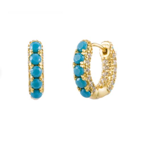 Cubic Zirconia Micro Pave Brass Earring, with turquoise, plated & micro pave cubic zirconia & for woman 