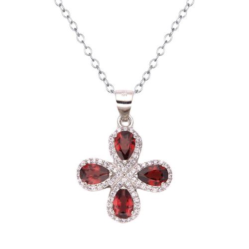 Cubic Zircon Micro Pave Sterling Silver Necklace, 925 Sterling Silver, with Topaze & Diopside & Amethyst & Garnet  & micro pave cubic zirconia & for woman 