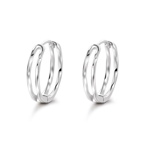 Sterling Silver Hoop Earring, 925 Sterling Silver, platinum plated & for woman & hollow 