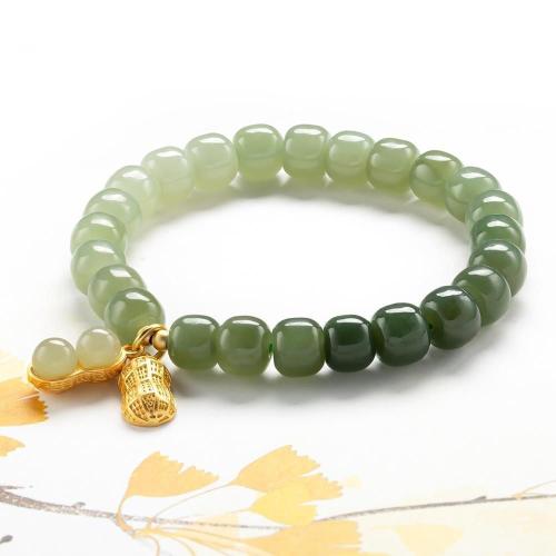 Jade Bracelets, Hetian Jade, with Zinc Alloy, Peanut, fashion jewelry & for woman Approx 6-8 Inch [