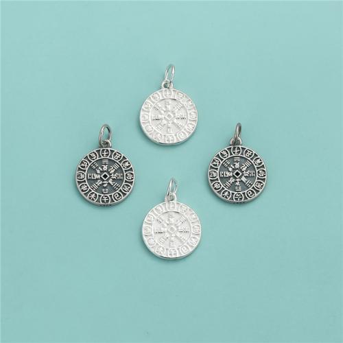 Sterling Silver Pendants, 925 Sterling Silver, Flat Round, DIY Approx 3.6mm 