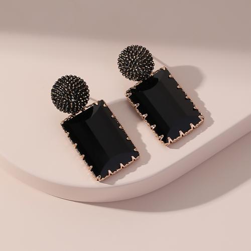 Kristall Tropfen Ohrring, Zinklegierung, mit Kristall & Messing, Modeschmuck & für Frau, schwarz, 41x19mm, verkauft von Paar