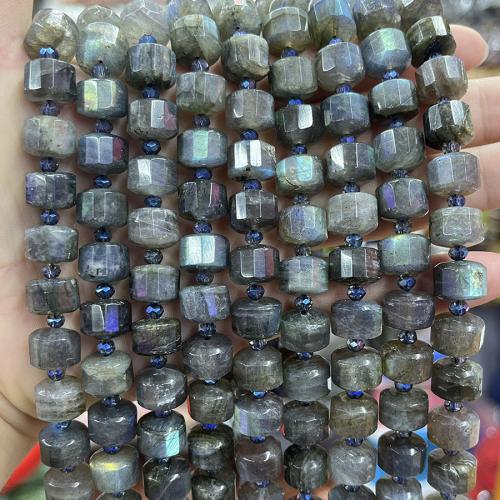 Labradorite Beads, Flat Round, fashion jewelry & DIY & faceted, grey, Length about 8-12mm Approx 38 cm 