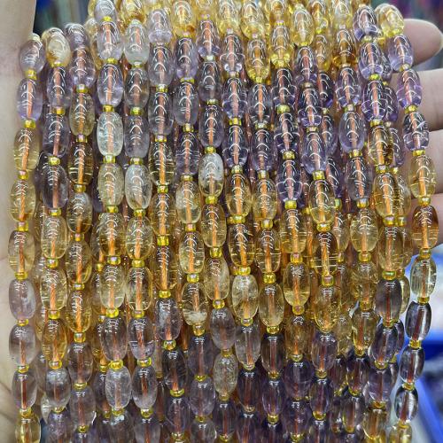 Mix Color Quartz Beads, Amethyst, with Citrine, barrel, fashion jewelry & DIY, mixed colors, Length about 6-10mm Approx 38 cm 