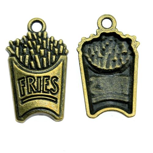 Zinc Alloy Food Pendant, French Fries, plated, vintage & fashion jewelry & DIY 