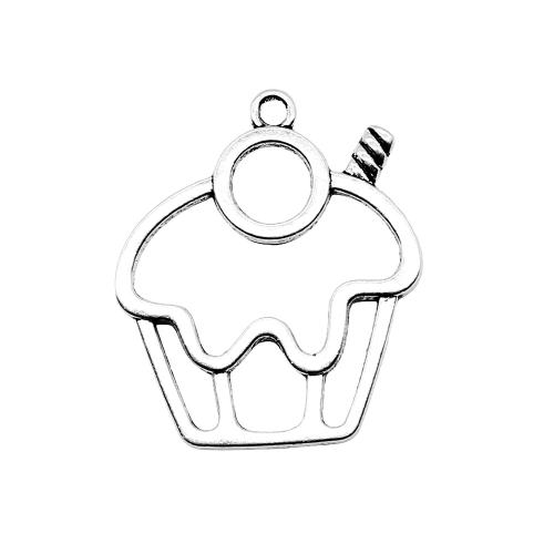 Zinc Alloy Food Pendant, Cake, antique silver color plated, vintage & fashion jewelry & DIY & hollow 