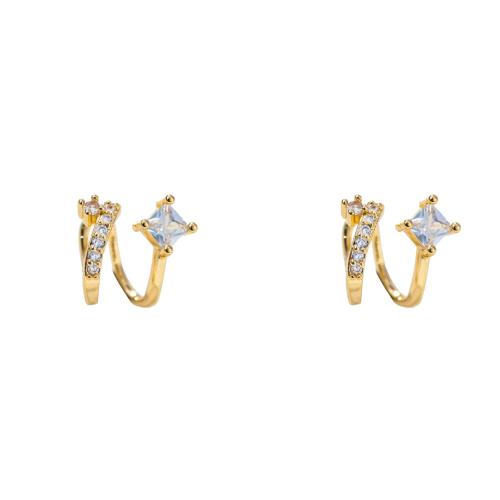 Rhinestone Brass Drop Earring, fashion jewelry & for woman & with rhinestone, gold 