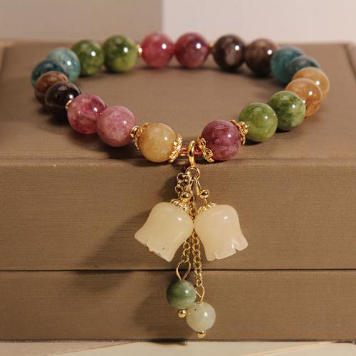 tourmaline bracelet, avec alliage de zinc, fleur, bijoux de mode & pour femme Environ 6-8 pouce, Vendu par PC