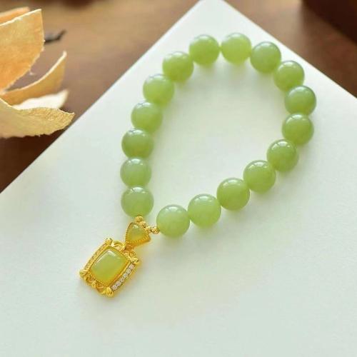 Hetian Jade Bracelet, with Zinc Alloy & for woman Approx 6-8 Inch 