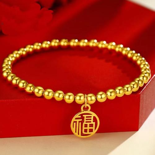Zinc Alloy Bracelet, gold color plated, ball chain & for woman Approx 6-7 Inch 