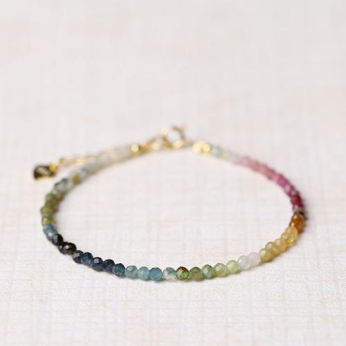 Tourmaline Color Agate Bracelet, with Zinc Alloy & for woman & faceted Approx 6-7 Inch 