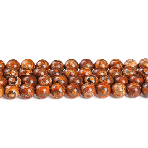Perles agate dzi tibétaine naturelle, agate Tibétaine, Rond, poli, DIY, 8mm Vendu par brin
