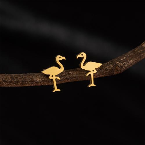 Stainless Steel Stud Earring, 304 Stainless Steel, Bird, Vacuum Ion Plating, fashion jewelry & for woman 