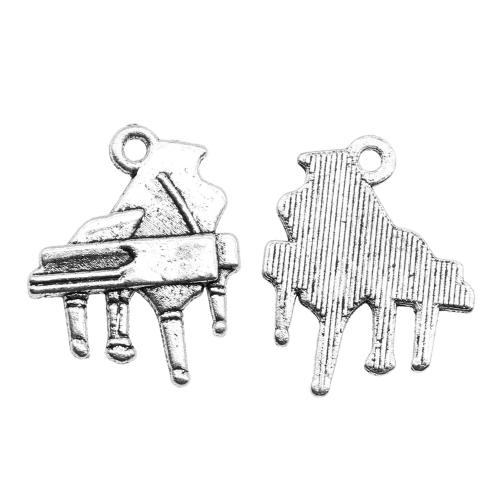 Musical Instrument Shaped Zinc Alloy Pendants, Piano, antique silver color plated, vintage & fashion jewelry & DIY 