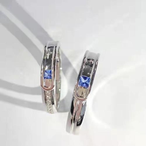 Пара кольца палец, Латунь, ювелирные изделия моды & Мужская & инкрустированное микро кубического циркония, размер:7, продается Пара