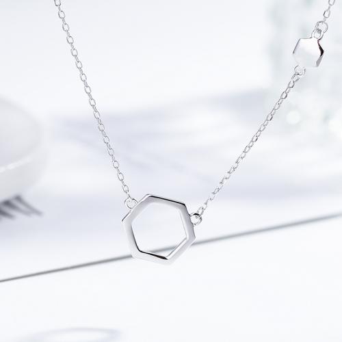 Sterling Silver Jewelry Necklace, 925 Sterling Silver, with 4cm extender chain, fashion jewelry & for woman Approx 39 cm 