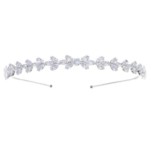 Hair Bands, Zinc Alloy, with Cubic Zirconia, fashion jewelry & for woman, silver color 