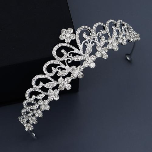 Bridal Tiaras, Zinc Alloy, fashion jewelry & for woman & with rhinestone, silver color 