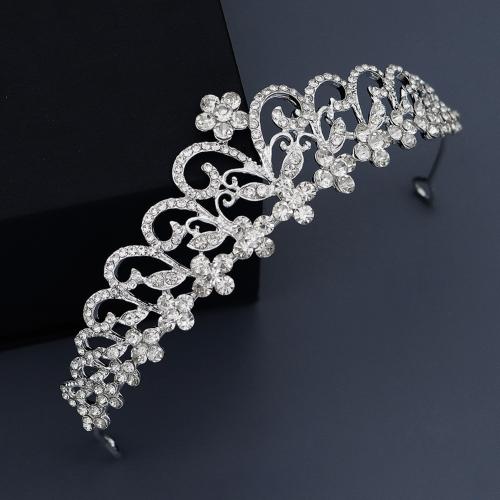 Couronne impériale de mariée, alliage de zinc, bijoux de mode & pour femme & avec strass, argent, Vendu par PC