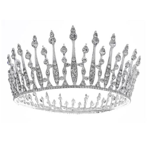 Couronne impériale de mariée, alliage de zinc, bijoux de mode & pour femme & avec strass, argent, Vendu par PC