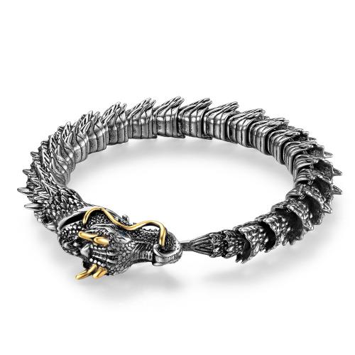 Stainless Steel Chain Bracelets, 304 Stainless Steel, Dragon, Vacuum Ion Plating, fashion jewelry & for man [