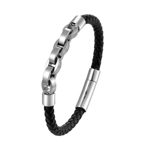 bracelet de cordon en PU , cuir PU, avec Acier inoxydable 304, Vintage & pour homme, plus de couleurs à choisir cm, Vendu par PC