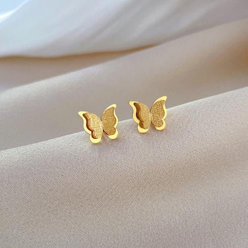 Stainless Steel Stud Earring, 304 Stainless Steel, Butterfly, Vacuum Ion Plating, fashion jewelry & for woman 