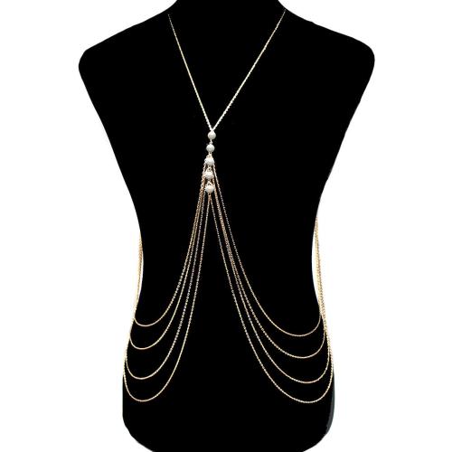 Body Chain Jewelry, Zinc Alloy, with Plastic Pearl, plated, multilayer & for woman 
