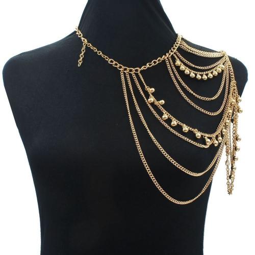 Bijoux chaîne de corps, alliage de zinc, avec 6CM chaînes de rallonge, Placage de couleur d'or, multicouche & pour femme cm, Vendu par PC