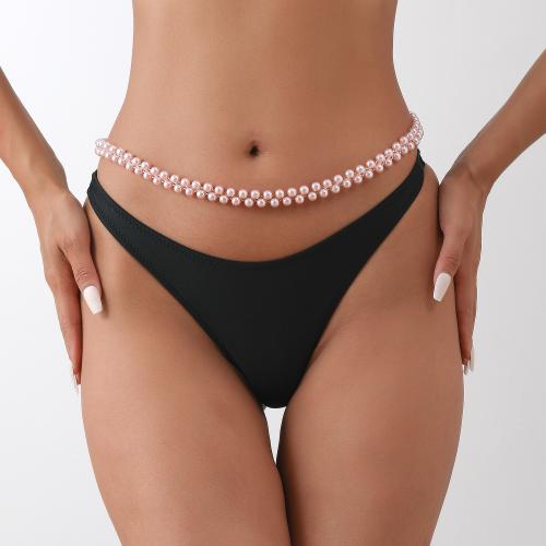 Decorative Chain Belt, Zinc Alloy, with Plastic Pearl, plated, for woman 