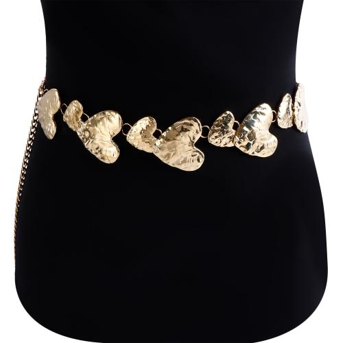 Decorative Chain Belt, Zinc Alloy, Heart, gold color plated, for woman 