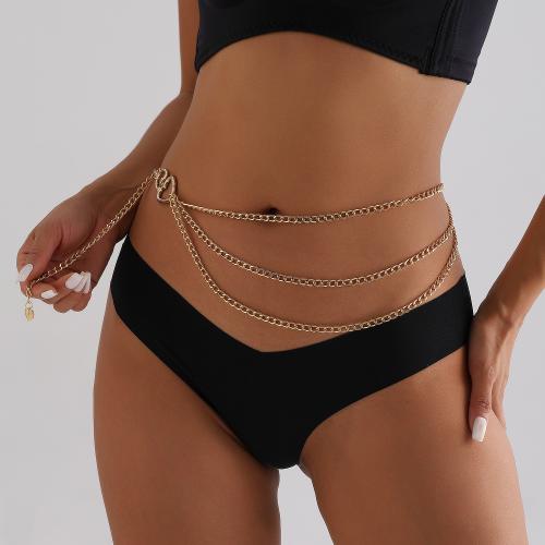 Body Chain Jewelry, Zinc Alloy, Heart, gold color plated, multilayer & for woman 
