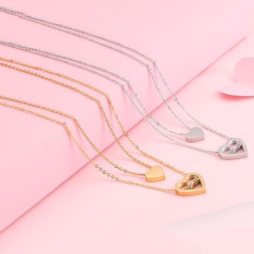 Stainless Steel Jewelry Necklace, 304 Stainless Steel, plated, Double Layer & fashion jewelry & for woman mm, 460 mm 