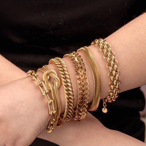 Titane bracelet en acier et bracelet, Acier titane, Placage ionique sous vide, styles différents pour le choix & pour femme, doré, Vendu par PC