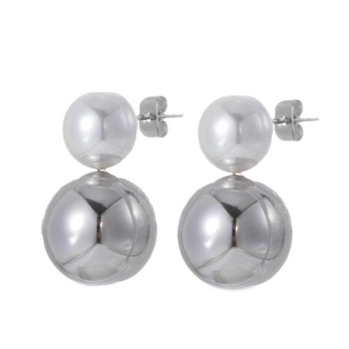 Titan Stahl Ohrringe, Titanstahl, mit Kunststoff Perlen, Vakuum-Ionen-Beschichtung, verschiedene Stile für Wahl & für Frau, keine, verkauft von Paar